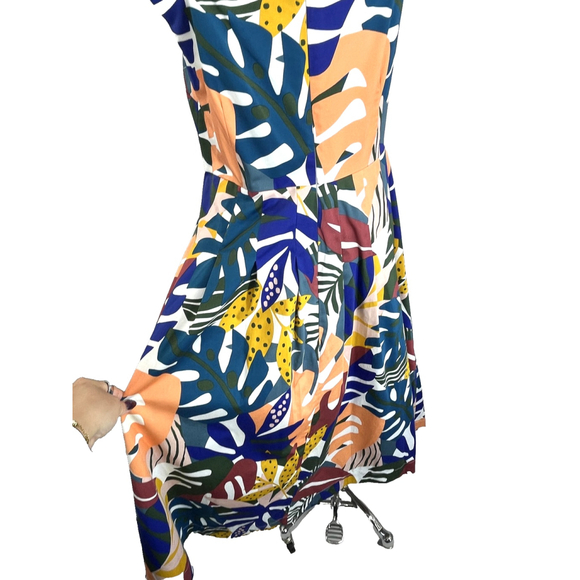 Boden Dress Womens 12 Multicolor Tropical Leaf Print Sleeveless Fit Flare Resort - Picture 9 of 16